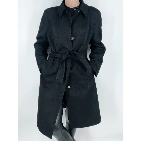 SOLD OUT Dolce & Gabbana Black Metallic Paisley Print Trench Coat IT 40/ US 4 - Picture 5 of 8